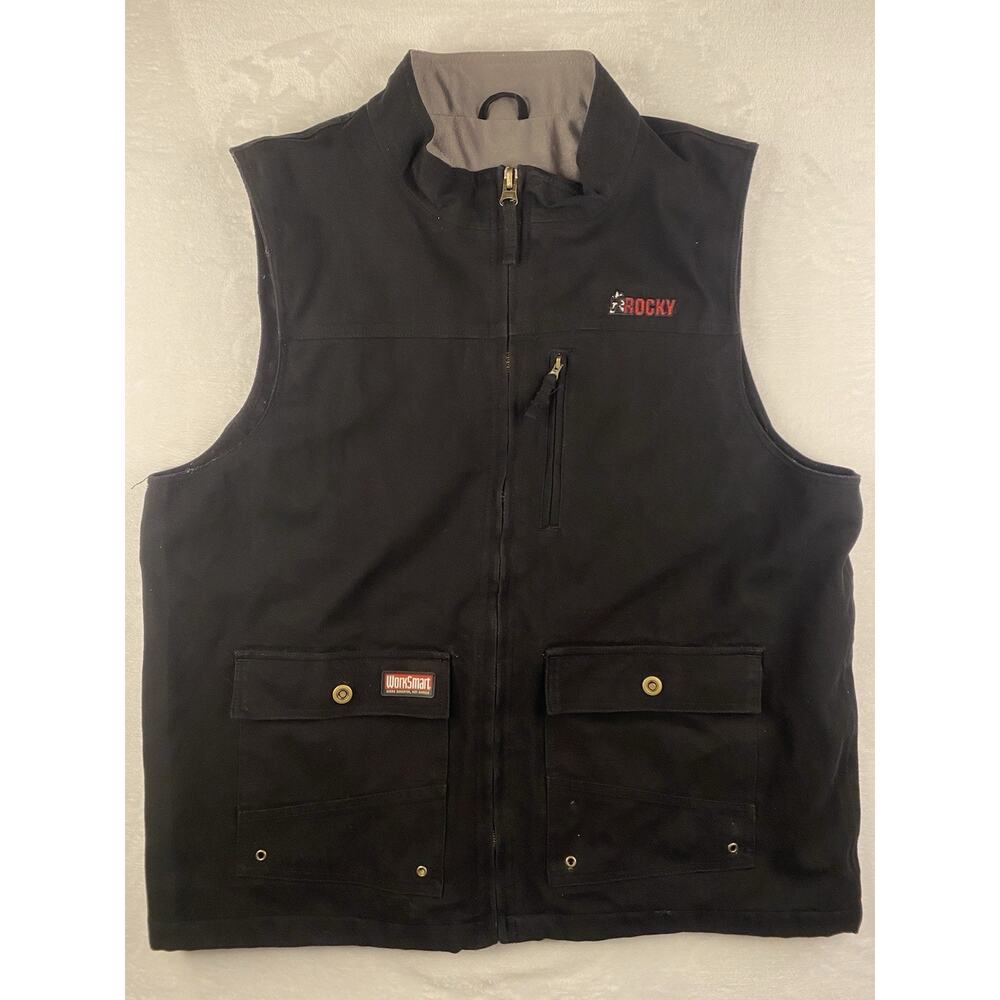 Rocky Vest Mens XL Black Lined Full Zip Outdoor Workwear Discontinued